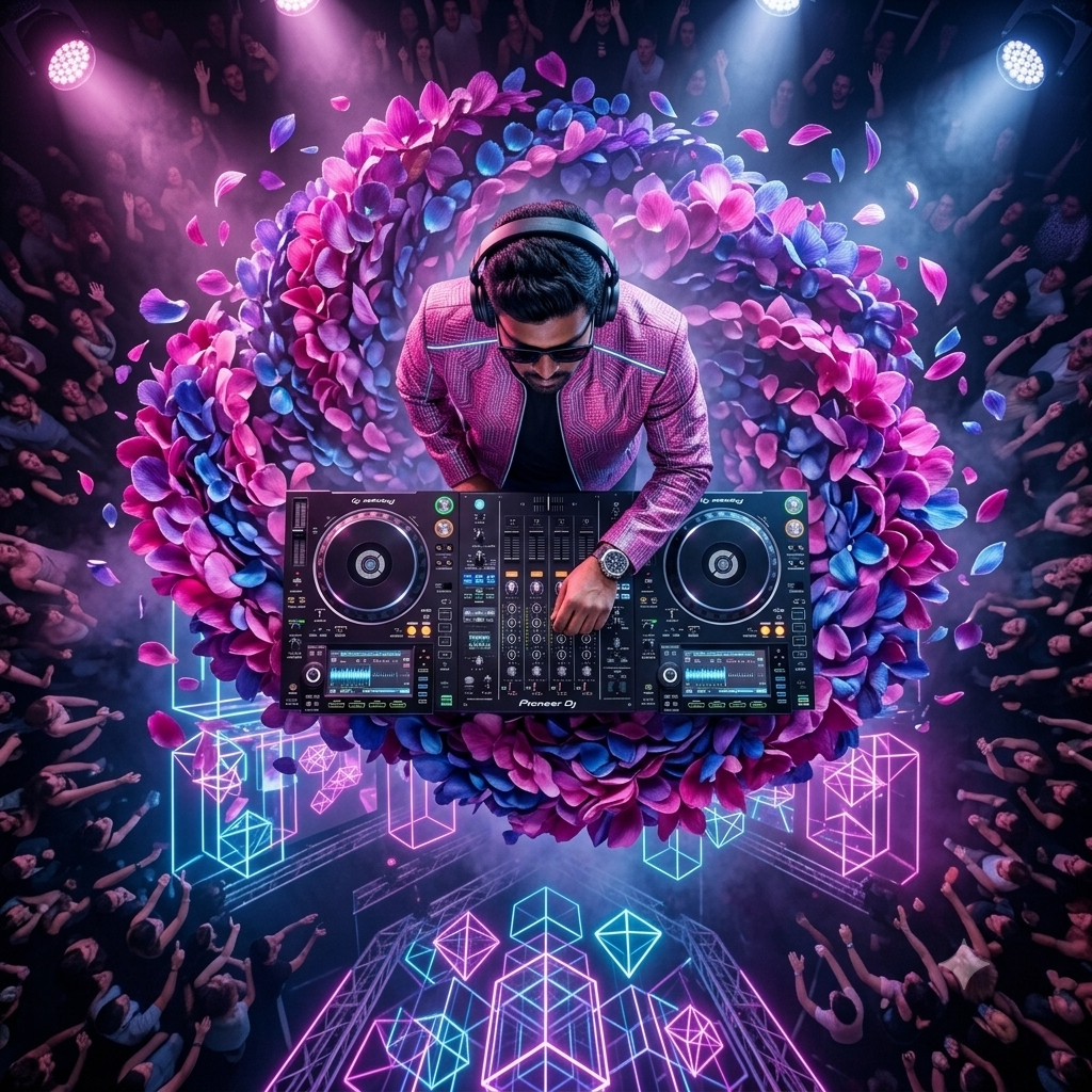 DJ VOID cercado pelo público em experiência visual